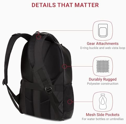 SwissGear Cecil 5505 Laptop Backpack, Black Hex, 18-Inch - Image 3